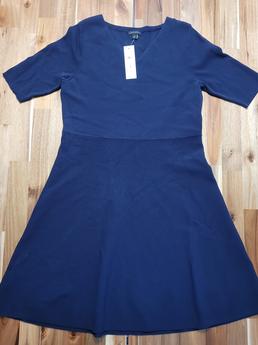 Ann Taylor Navy Fit-and-Flare Midi Dress